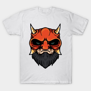 Bearded Man With Oni Mask T-Shirt